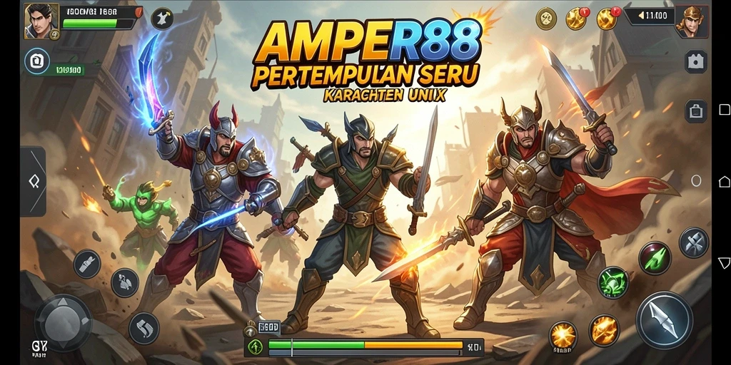 Tangkapan layar gameplay AMPER88 dengan aksi pertarungan yang mendebarkan.