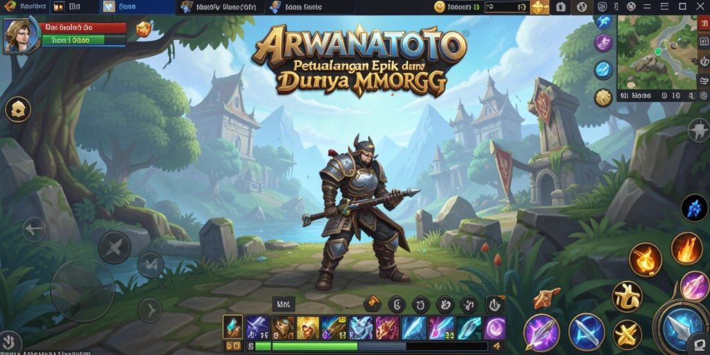 Tangkapan layar ARWANATOTO menunjukkan aksi seru di dunia MMORPG yang luas.