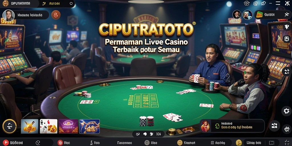 Screenshot gameplay <strong>CIPUTRATOTO</strong> menampilkan dealer langsung dan suasana kasino.