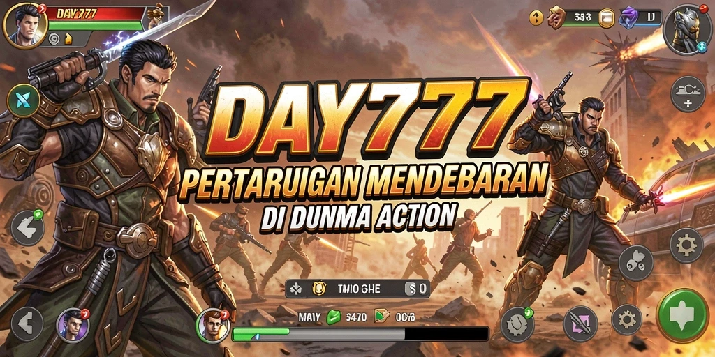 Screenshot utama dari DAY777 yang menampilkan pertarungan seru dan mendebarkan.