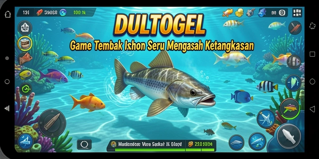 Tampilan gameplay DULTOGEL dengan aksi menembak ikan yang seru.