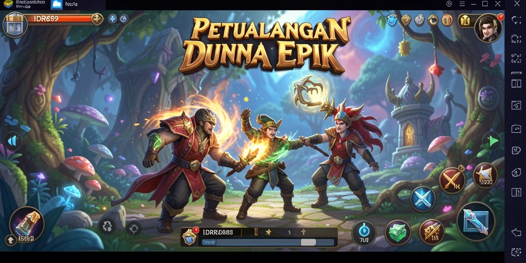 Tangkapan layar utama IDR89 menampilkan aksi pertempuran RPG yang mendebarkan.