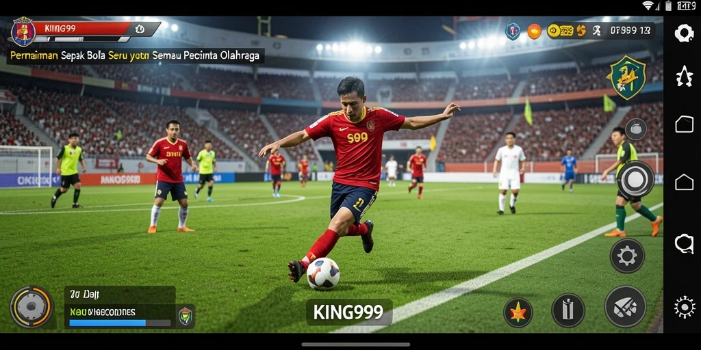 Tampilan gameplay KING999 yang penuh aksi dalam pertandingan sepak bola.
