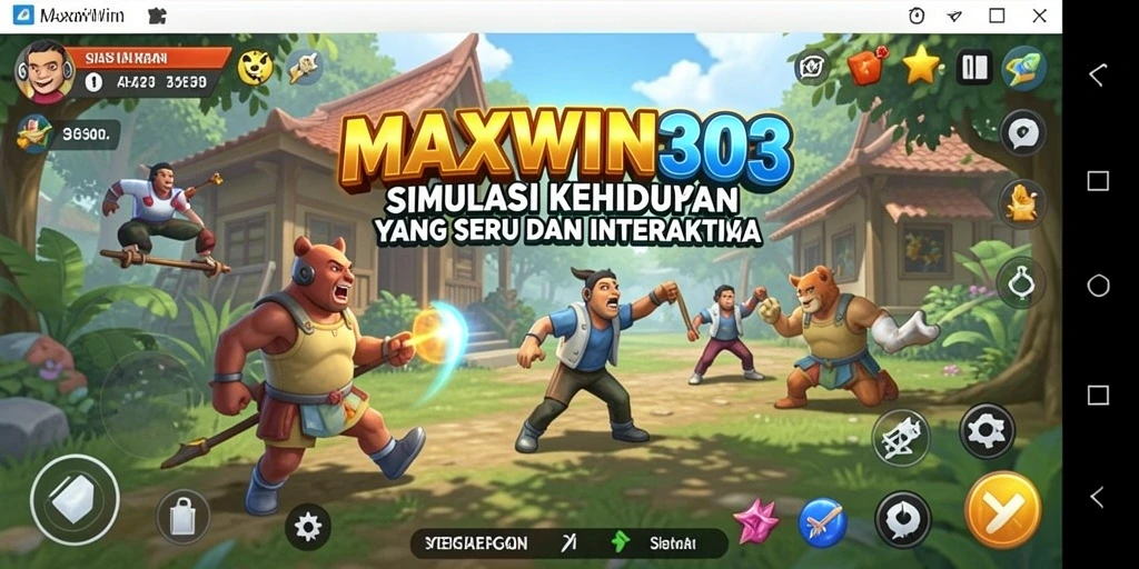 Tampilan menarik gameplay MAXWIN303 dengan interaksi karakter.