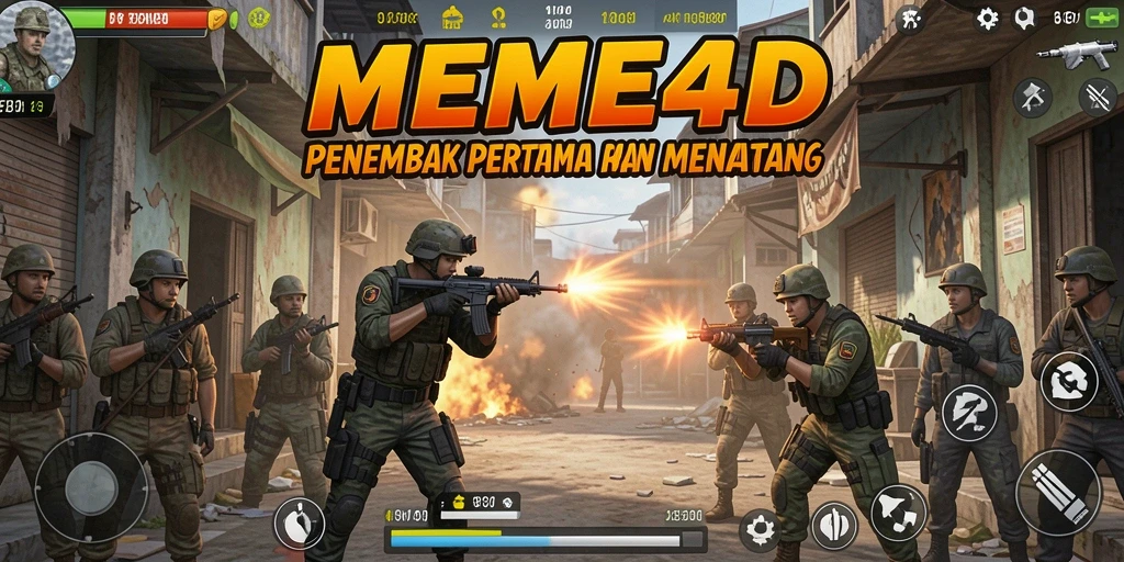 Screenshot gameplay intens di lingkungan pertempuran MEME4D.