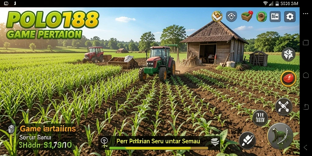 Tampilan screenshot utama <strong>POLO188</strong> menunjukkan aktivitas bertani yang menyenangkan.
