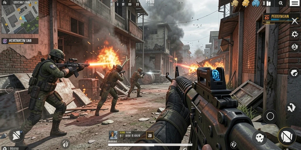 Tangkapan layar PT89 menampilkan aksi intens dalam pertempuran FPS.