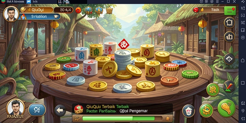 Screenshot gameplay RAJAZEUS menampilkan aksi QiuQiu yang seru.