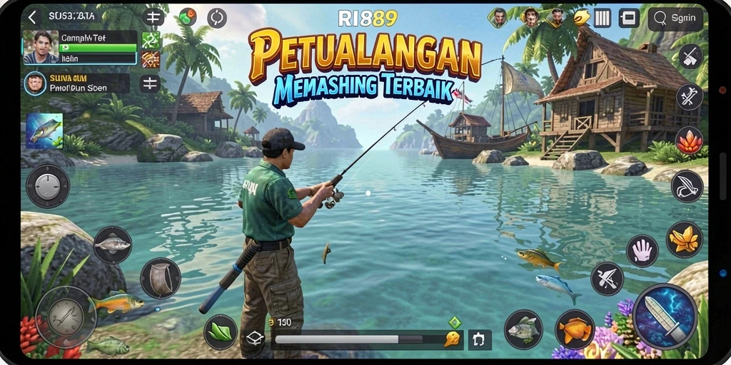 Screenshot gameplay RI889 menunjukkan pengalaman memancing yang seru dan interaktif.