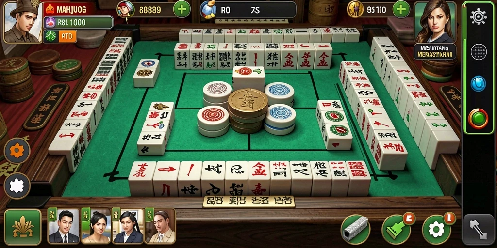 Tampilan gameplay seru dari RR89 permainan Mahjong.