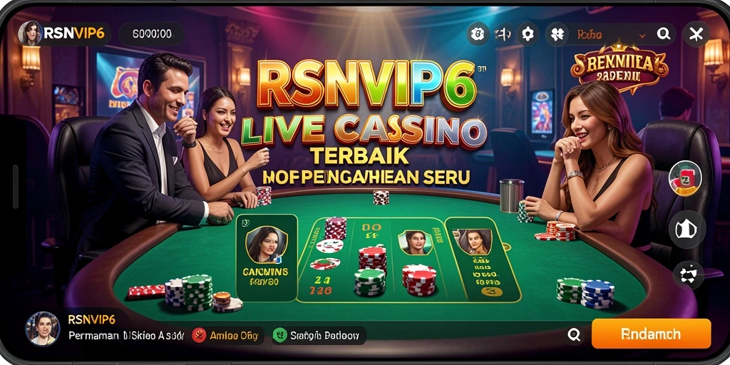 Screenshot dari gameplay Live Casino RSNVIP6 yang menampilkan dealer langsung dan interaksi pemain.