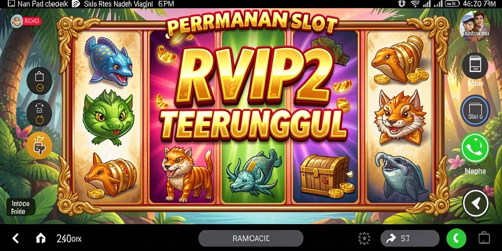 Screenshot gameplay RVIP2 menunjukkan grafis slot yang menakjubkan.
