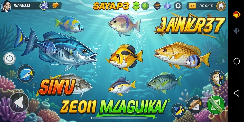 Tangkapan layar dari gameplay seru Tembak Ikan di SAYAP33.