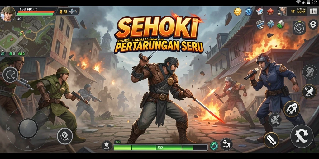 Tangkapan layar SEHOKI menampilkan aksi pertempuran strategis yang mendebarkan.
