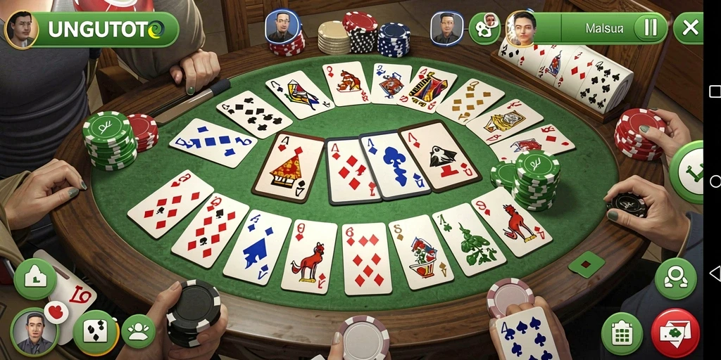 Tampilan gameplay seru dan menarik dari UNGUTOTO saat bermain Gaple.