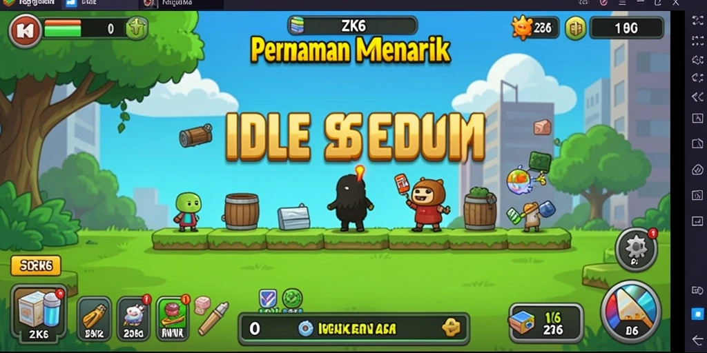 Tampilan gameplay ZK6 yang menampilkan kemajuan otomatis yang memikat.